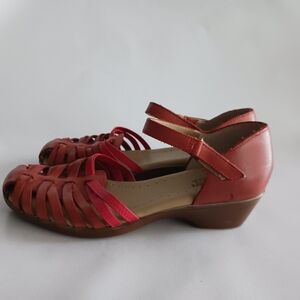 FootSmart Tiejdas Brown Red Closed Toe Leather Sandals Size 10